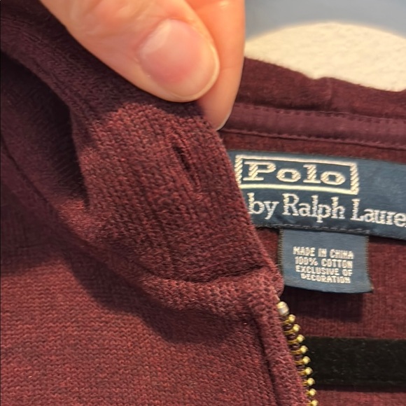 Vintage Polo by Ralph Lauren Burgundy Hoodie Sweatshirt Relaxed Fit - Picture 9 of 10